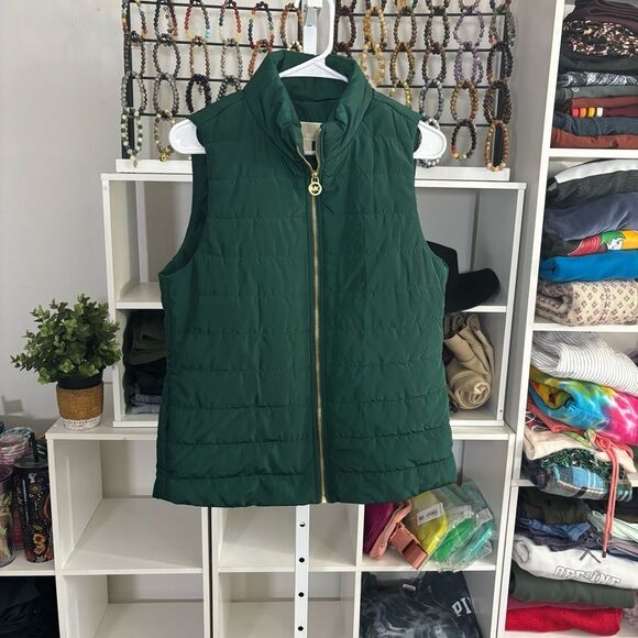 MICHAEL KORS medium Green Quilted Vest with Gold Zipper EUC clean - Picture 4 of 6